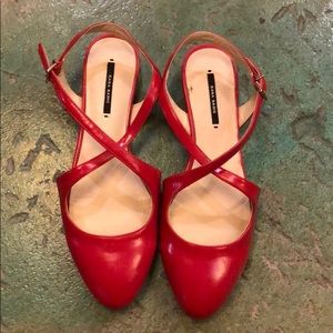 Red strappy Zara Flats Size 38